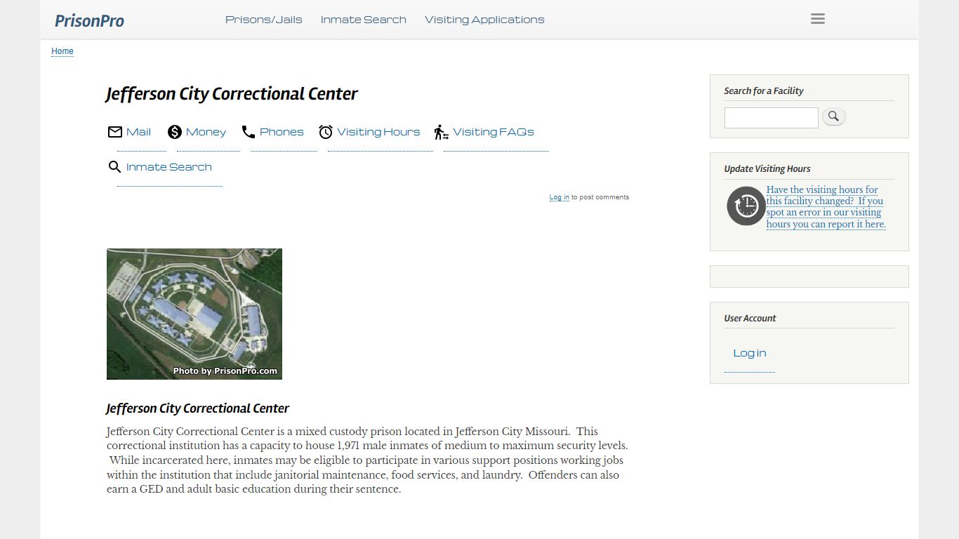 Jefferson City Correctional Center Visiting hours, inmate ... - PrisonPro